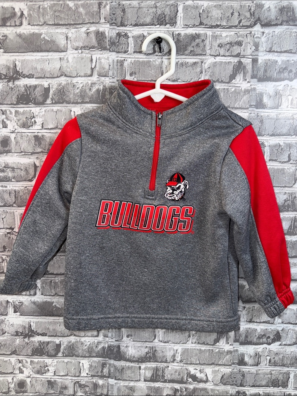 Bulldogs Grey & Red Kids Quarter-Zip Pullover
